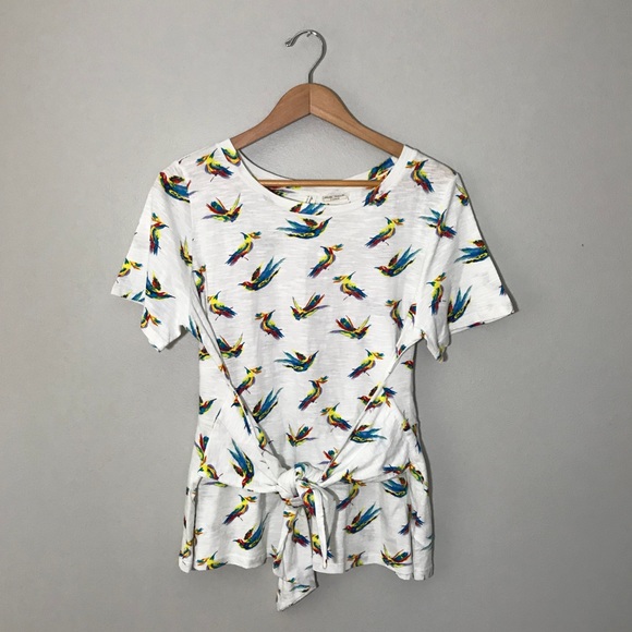 Anthropologie Tops - Anthropologie Meadow Rue Tie Front Bird Tee